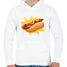 PRINTFASHION Hotdog - Férfi kapucnis pulóver - Fehér férfi pulóver, kardigán