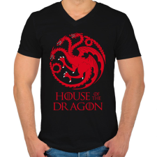 PRINTFASHION house of dragon - Férfi V-nyakú póló - Fekete férfi póló