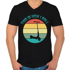PRINTFASHION How I roll - Férfi V-nyakú póló - Fekete