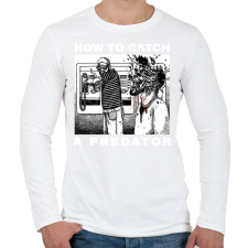 PRINTFASHION HOW TO CATCH A PREDATOR? - Férfi hosszú ujjú póló - Fehér férfi póló