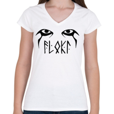 PRINTFASHION Hrafna-Flóki Vilgerðarson - Női V-nyakú póló - Fehér