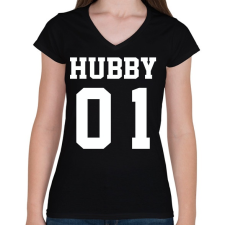 PRINTFASHION Hubby - Női V-nyakú póló - Fekete női póló