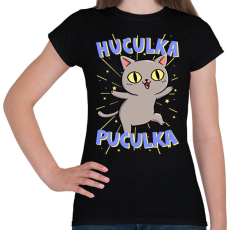 PRINTFASHION Huculka Puculka macska - Női póló - Fekete