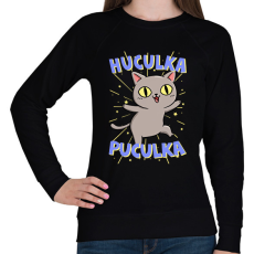 PRINTFASHION Huculka Puculka macska - Női pulóver - Fekete