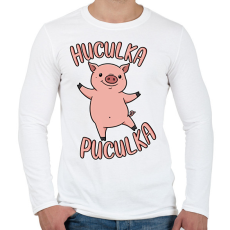 PRINTFASHION Huculka Puculka malac - Férfi hosszú ujjú póló - Fehér