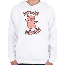 PRINTFASHION Huculka Puculka malac - Gyerek kapucnis pulóver - Fehér