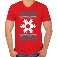 PRINTFASHION Hug Me I'm Cold - Férfi V-nyakú póló - Piros férfi póló