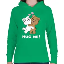 PRINTFASHION Hug me! - Női kapucnis pulóver - Zöld női pulóver, kardigán