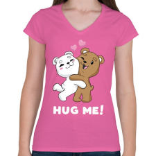 PRINTFASHION Hug me! - Női V-nyakú póló - Rózsaszín női póló