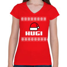 PRINTFASHION HUGI - Női V-nyakú póló - Piros