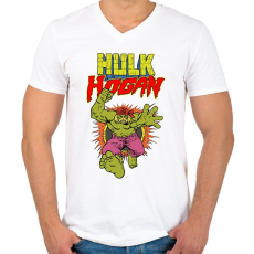 PRINTFASHION Hulk Hogan - Férfi V-nyakú póló - Fehér