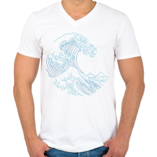 PRINTFASHION Hullám - Férfi V-nyakú póló - Fehér férfi póló