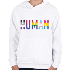 PRINTFASHION Human - Gyerek kapucnis pulóver - Fehér