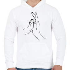 PRINTFASHION Human Hand and Dog's Paw - Férfi kapucnis pulóver - Fehér férfi pulóver, kardigán