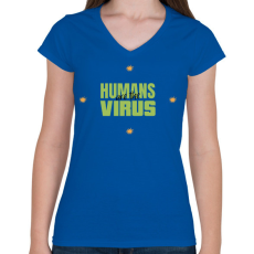 PRINTFASHION humanvirus - Női V-nyakú póló - Királykék