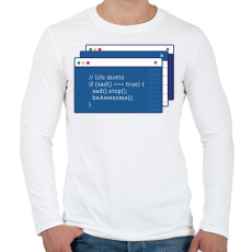 PRINTFASHION Humoros kódolás - Férfi hosszú ujjú póló - Fehér