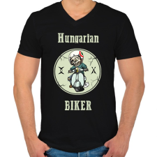 PRINTFASHION HUNGARIAN BIKER - Férfi V-nyakú póló - Fekete férfi póló