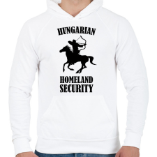 PRINTFASHION Hungarian homeland security - Férfi kapucnis pulóver - Fehér férfi pulóver, kardigán