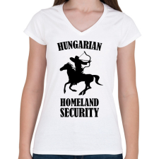 PRINTFASHION Hungarian homeland security - Női V-nyakú póló - Fehér női póló
