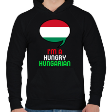 PRINTFASHION HUNGRY - Férfi kapucnis pulóver - Fekete