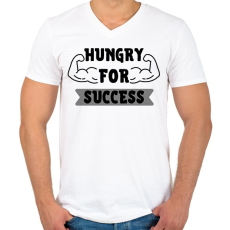 PRINTFASHION Hungry for success - Férfi V-nyakú póló - Fehér