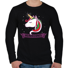 PRINTFASHION Hunikornis - Férfi hosszú ujjú póló - Fekete férfi póló