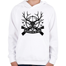 PRINTFASHION Hunting  - Gyerek kapucnis pulóver - Fehér gyerek pulóver, kardigán