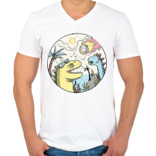 PRINTFASHION Hurrá! Aszteroida! - Férfi V-nyakú póló - Fehér férfi póló