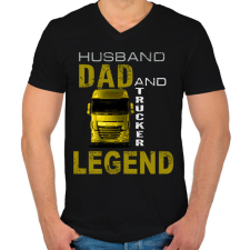 PRINTFASHION HUSBAND AND DAD 2 KAMIONOS - Férfi V-nyakú póló - Fekete férfi póló