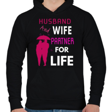 PRINTFASHION HUSBAND AND WIFE-LIFE - Férfi kapucnis pulóver - Fekete férfi pulóver, kardigán