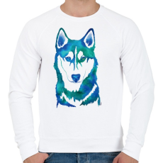 PRINTFASHION Husky - Férfi pulóver - Fehér