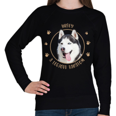 PRINTFASHION Husky - Legjobb barát - Női pulóver - Fekete