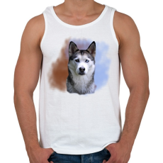 PRINTFASHION husky-portré - Férfi atléta - Fehér