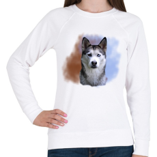 PRINTFASHION husky-portré - Női pulóver - Fehér