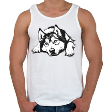 PRINTFASHION Husky Sziluett - Férfi atléta - Fehér