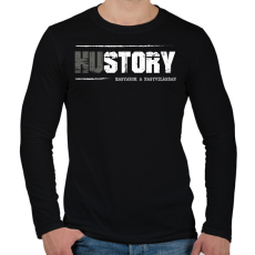 PRINTFASHION HUstory (white) - Férfi hosszú ujjú póló - Fekete