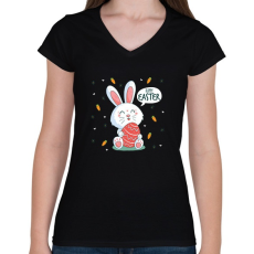 PRINTFASHION husvét24 - Női V-nyakú póló - Fekete