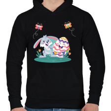 PRINTFASHION husvét26 - Férfi kapucnis pulóver - Fekete férfi pulóver, kardigán