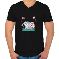 PRINTFASHION husvét26 - Férfi V-nyakú póló - Fekete