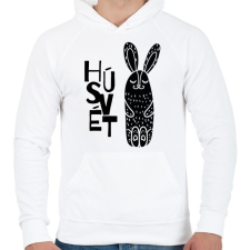 PRINTFASHION Húsvét - Fekete nyúl - Férfi kapucnis pulóver - Fehér női pulóver, kardigán