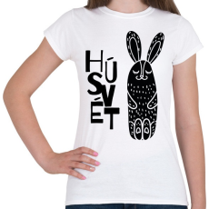 PRINTFASHION Húsvét - Fekete nyúl - Női póló - Fehér