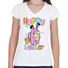 PRINTFASHION Húsvéti Among us - Női V-nyakú póló - Fehér női póló