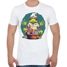PRINTFASHION Húsvéti béka kosárnyi tojással - Férfi póló - Fehér férfi pulóver, kardigán