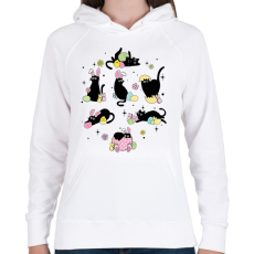 PRINTFASHION Húsvéti cicák - Női kapucnis pulóver - Fehér
