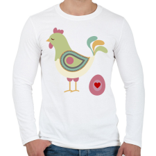 PRINTFASHION Húsvéti kakas - Férfi hosszú ujjú póló - Fehér férfi pulóver, kardigán