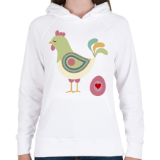 PRINTFASHION Húsvéti kakas - Női kapucnis pulóver - Fehér női pulóver, kardigán