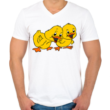 PRINTFASHION Húsvéti kiskacsák - Férfi V-nyakú póló - Fehér férfi pulóver, kardigán