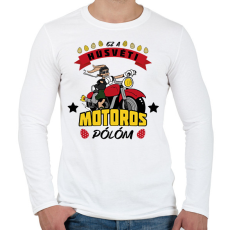 PRINTFASHION Húsvéti motoros póló - Férfi hosszú ujjú póló - Fehér