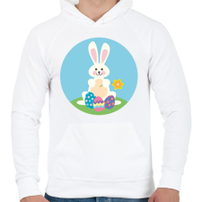 PRINTFASHION Húsvéti nyúl - Férfi kapucnis pulóver - Fehér férfi pulóver, kardigán
