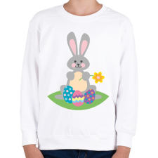 PRINTFASHION Húsvéti nyúl  - Gyerek pulóver - Fehér gyerek pulóver, kardigán
